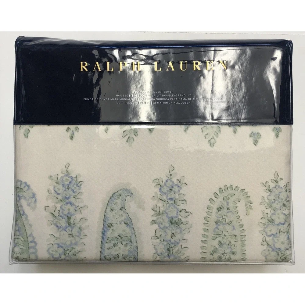 Ralph Lauren Camile Duvet Cover Full/Queen Sage Chambray Paisley Floral‎ NEW